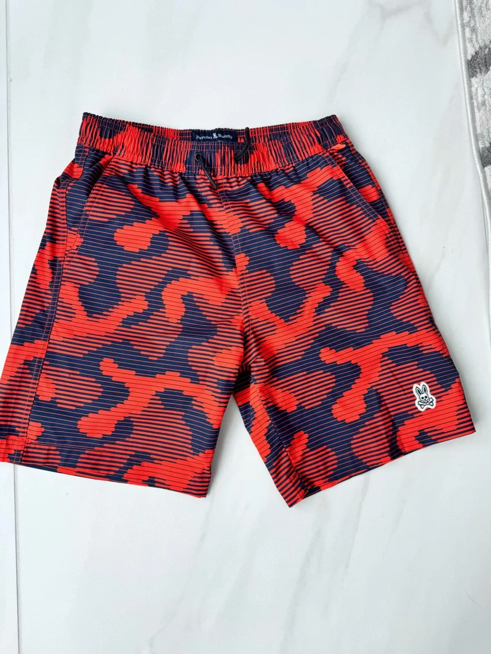 Orang & Navy Camouflage swim Shorts with Bunny Logo